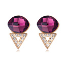 CRYSTALLIZED™ Element Crystal Earring, with Tibetan Style, Triangle, real gold plated, Mid Amethyst, 1.1x1.6cm, Sold By Pair
