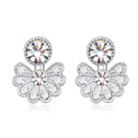 Crystal Stud Earring, Leaf, platinum plated, Crystal, 1.6x1.3cm, Sold By Pair