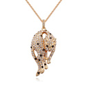 Pullover Kette Halskette, Österreichischer Kristall, mit Zinklegierung, mit Verlängerungskettchen von 5cm, Leopard, vergoldet, 2.8x6.2cm, verkauft per ca. 31.5 ZollInch Strang