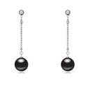 Boucle d'oreille de perle de cristal CRYSTALLIZED™, alliage de zinc, avec Perle de CRYSTALLIZED™, Rond, Plaqué de platine, noire, 1.2x5.5cm, Vendu par paire