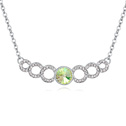 Элемента Кристалл АА класса Crystal ожерелье, цинковый сплав, с сваровский, с 5cm наполнитель цепи, Кольцевая форма, покрытый платиной, зеленый, 4.7x1.0cm, Продан через Приблизительно 15.5 дюймовый Strand