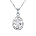Элемента Кристалл АА класса Crystal ожерелье, сваровский, с цинковый сплав, с 5cm наполнитель цепи, Каплевидная форма, покрытый платиной, кристальный, 1.7x2.2cm, Продан через Приблизительно 15.5 дюймовый Strand