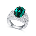 CRYSTALLIZED™ Prvek Křišťálové prst prsten, Zinek, s CRYSTALLIZED™, Flat Oval, platina á, zelený, 1.8cm, Velikost:7, Prodáno By PC