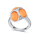 Österrikiska Crystal finger ring, Cats Eye, med Österrikiska Crystal & Zink Alloy, platinerade, apelsin, 1.8cm, Storlek:7.5, Säljs av PC