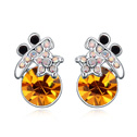 Austrian Crystal Earring, Tibetan Style, with Austrian Crystal, platinum plated, 1.1x1.6cm, Sold By Pair