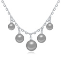 Collar de perlas de cristal de Swarovski, con aleación de zinc, con 5cm extender cadena, Esférico, chapado en platina real, gris oscuro, 1.2x1.2cm, Vendido para aproximado 15.5 Inch Sarta
