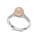 Anillo de dedo perlas de cristal de Swarovski, aleación de zinc, con Perlas de cristal de Swarovski, Esférico, chapado en platina real, 1.8cm, tamaño:7.5, Vendido por UD
