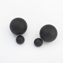 Pendientes de Doble Bola, aleación de zinc, con resina, glaseado, Negro, 2.2x1.5cm, Vendido por Par