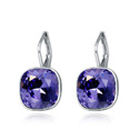CRYSTALLIZED™ Element Crystal Earring, with Tibetan Style, Rectangle, platinum plated, Tanzanite, 1.3x2.2cm, Sold By Pair