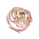 CRYSTALLIZED™ Element Crystal Finger Ring with Zinc Alloy Rose real rose gold plated Crystal Golden Shadow 1.8cm US Ring Sold By PC
