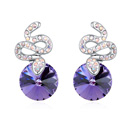 Austrian Crystal Earring Zinc Alloy with Austrian Crystal Snake platinum plated purple Sold By Pair