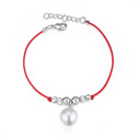 Perle de CRYSTALLIZED™ bracelet, avec corde en nylon & alliage de zinc, avec 4cm chaînes de rallonge, Rond, Plaqué de platine, 1.0cm, Vendu par Environ 6 pouce brin