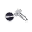 Zinc Alloy Cufflinks with Austrian Crystal & Resin platinum plated black 1.5cm Sold By Pair