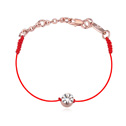 Zinc Alloy with Austrian Crystal & Nylon Cord real rose gold plated red 0.8cm Sold Per Approx 7 Inch Strand