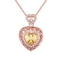 CRYSTALLIZED™ Element Crystal Necklace with Zinc Alloy with 5cm extender chain Heart Topaz Sold Per Approx 15.5 Inch Strand