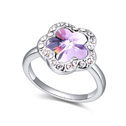 CRYSTALLIZED™ Element Crystal Finger Ring with Zinc Alloy Flower platinum plated with Austria rhinestone Violet 1.8cm US Ring Sold By PC