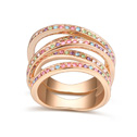 Osztrák Crystal Finger Ring, Cink ötvözet, -val Osztrák Crystal, valódi aranyozott, sokszínű, 1.8cm, Méret:9, Által értékesített PC