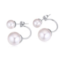 Double Faced Stud Earring CRYSTALLIZED™ Crystal Pearl with Zinc Alloy platinum plated Crystal white Sold By Pair