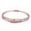 Tibetan Style Bangle, real rose gold plated, with Austria rhinestone, multi-colored, 5.9x5.3cm, Inner Diameter:Approx 59x53mm, Length:Approx 7 Inch, Sold By PC