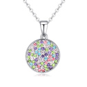 Austrian Crystal Necklace Zinc Alloy with Austrian Crystal with 6cm extender chain Flat Round platinum plated multi-colored Sold Per Approx 15.5 Inch Strand