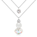 Multi Layer Necklace CRYSTALLIZED™ with South Sea Shell & Zinc Alloy with 6cm extender chain platinum plated  Crystal Transmission Sold Per Approx 15.5 Inch Strand