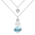 Multi Layer Necklace CRYSTALLIZED™ with South Sea Shell & Zinc Alloy with 6cm extender chain platinum plated  Aquamarine Sold Per Approx 15.5 Inch Strand
