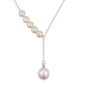 CRYSTALLIZED™ Crystal ожерелье перлы, цинковый сплав, с CRYSTALLIZED™ хрустальный жемчуг & южноморская ракушка, с 6cm наполнитель цепи, покрытый платиной, 1.0x6.2cm, Продан через Приблизительно 15.5 дюймовый Strand