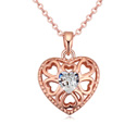 CRYSTALLIZED™ Prvek Krystal náhrdelník, s Zinek, s 6cm extender řetězce, Srdce, skutečný růže pozlacené, dutý, Krystal, 1.5x2.1cm, Prodáno za Cca 15.5 inch Strand