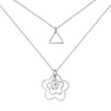 Элемента Сваровски Crystal ожерелье, сваровский, с цинковый сплав, с 6cm наполнитель цепи, Форма цветка, покрытый платиной, двунитевая, Кристалл передачи, 1.5x1.7cm, Продан через Приблизительно 15.5 дюймовый Strand