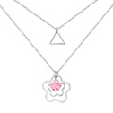 Элемента Сваровски Crystal ожерелье, сваровский, с цинковый сплав, с 6cm наполнитель цепи, Форма цветка, покрытый платиной, двунитевая, Светло-розовый, 1.5x1.7cm, Продан через Приблизительно 15.5 дюймовый Strand