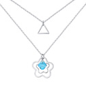 Swarovski Kristall Halsketten, mit Zinklegierung, mit Verlängerungskettchen von 6cm, Blume, platiniert, 2 strängig, Aquamarin, 1.5x1.7cm, verkauft per ca. 15.5 ZollInch Strang