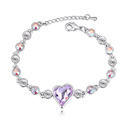 Bracelet en cristal CRYSTALLIZED™ élément, avec alliage de zinc, avec 4cm chaînes de rallonge, coeur, Plaqué de platine, violette, 1.4cm, Vendu par Environ 6 pouce brin