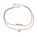 Tibetan Style Anklet, with Austrian Crystal, with 4cm extender chain, real rose gold plated, 2-strand, 0.7cm, Sold Per Approx 8.5 Inch Strand