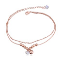 Tibetan Style Anklet, CRYSTALLIZED™, with Tibetan Style, with 4cm extender chain, real rose gold plated, 2-strand, Crystal, 1.2cm, Sold Per Approx 8.5 Inch Strand