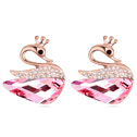 CRYSTALLIZED™ Element Crystal Earring, with Tibetan Style, Swan, real rose gold plated, Light Rose, 2.4x2.5cm, Sold By Pair