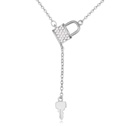 Rakouské Křišťálové náhrdelník, Zinek, s Rakouský Crystal, s 6cm extender řetězce, Zámek a klíč, platina á, jasný, 1.6x4.5cm, Prodáno za Cca 15.5 inch Strand