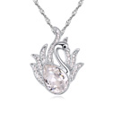 Элемента Сваровски Crystal ожерелье, сваровский, с цинковый сплав, с 6cm наполнитель цепи, Лебедь, покрытый платиной, кристальный, 2.5x3.2cm, Продан через Приблизительно 15.5 дюймовый Strand