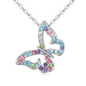 Austrian Crystal Necklace, Tibetan Style, with Austrian Crystal, with 6cm extender chain, Butterfly, platinum plated, multi-colored, 1.6x1.6cm, Sold Per Approx 15.5 Inch Strand