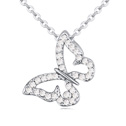 Rakouské Křišťálové náhrdelník, Zinek, s Rakouský Crystal, s 6cm extender řetězce, Motýl, platina á, jasný, 1.6x1.6cm, Prodáno za Cca 15.5 inch Strand