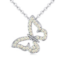 Rakouské Křišťálové náhrdelník, Zinek, s Rakouský Crystal, s 6cm extender řetězce, Motýl, platina á, 1.6x1.6cm, Prodáno za Cca 15.5 inch Strand