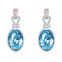CRYSTALLIZED™ Element Crystal Earring, with Tibetan Style, Flat Oval, platinum plated, Aquamarine, 1.2x2.8cm, Sold By Pair