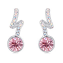 Austrian Crystal Earring, Tibetan Style, with Austrian Crystal, platinum plated, pink, 9x22mm, Sold By Pair