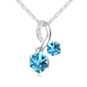 Swarovski Kristall Halsketten, mit Zinklegierung, mit Verlängerungskettchen von 6cm, Würfel, platiniert, Aquamarin, 15x29mm, verkauft per ca. 15.5 ZollInch Strang