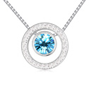 CRYSTALLIZED™ Element Crystal Necklace, with Tibetan Style, with 6cm extender chain, Flat Round, platinum plated, Aquamarine, 15mm, Sold Per Approx 15.5 Inch Strand