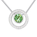 Элемента Кристалл АА класса Crystal ожерелье, сваровский, с цинковый сплав, с 6cm наполнитель цепи, Плоская круглая форма, покрытый платиной, кристальный зеленый, 15mm, Продан через Приблизительно 15.5 дюймовый Strand