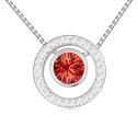 Элемента Кристалл АА класса Crystal ожерелье, сваровский, с цинковый сплав, с 6cm наполнитель цепи, Плоская круглая форма, покрытый платиной, Красные лилии, 15mm, Продан через Приблизительно 15.5 дюймовый Strand