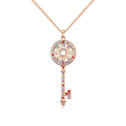 Austrian Crystal Sweater Necklace, with Tibetan Style, with 6cm extender chain, Key, real gold plated, multi-colored, 60mm, Sold Per Approx 31.5 Inch Strand