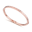 Bijoux de bracelet en alliage de zinc, avec Cristal autrichien, Plaqué d'or rose, 55x45mm, Diamètre intérieur:Environ 55x45mm, Longueur:Environ 6.5 pouce, Vendu par PC