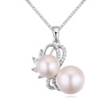 Swarovski Kristall Perle Halskette, Swarovski Kristall Perlen, mit Messing, mit Verlängerungskettchen von 6cm, platiniert, mit kubischem Zirkonia, weiß, 19x20mm, verkauft per ca. 15.5 ZollInch Strang