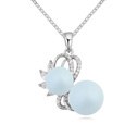 CRYSTALLIZED™ Crystal Pearl náhrdelník, s Zinek, s 6cm extender řetězce, platina á, se zirkony, světle modrá, 19x20mm, Prodáno za Cca 15.5 inch Strand